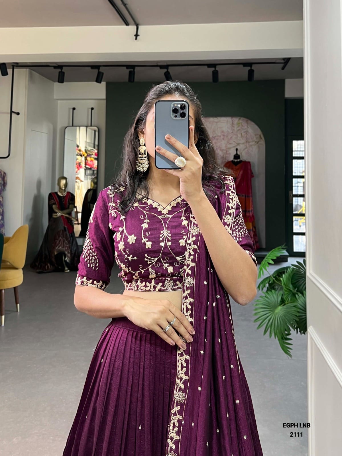 Dark Gray Embroidery lehenga