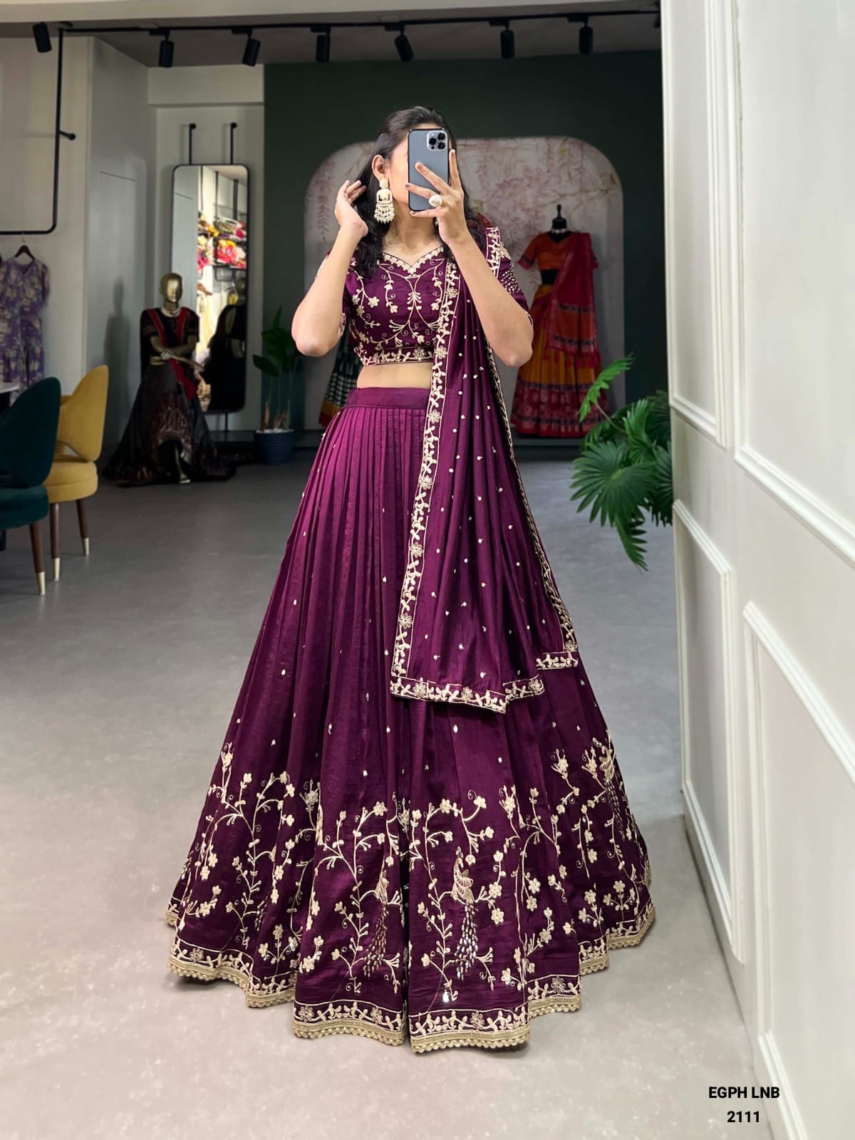 Gray Embroidery lehenga