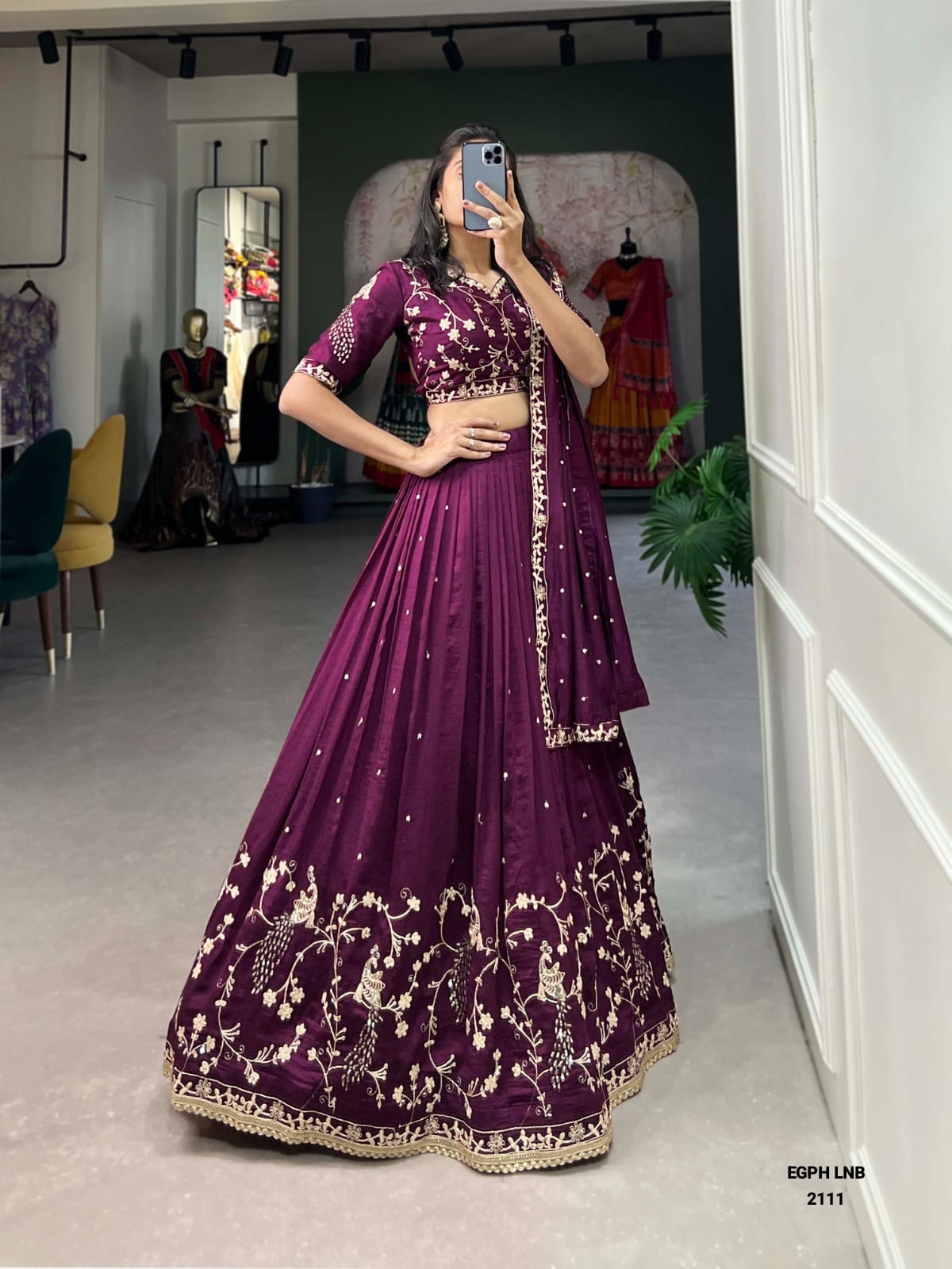 Dark Slate Gray Embroidery lehenga