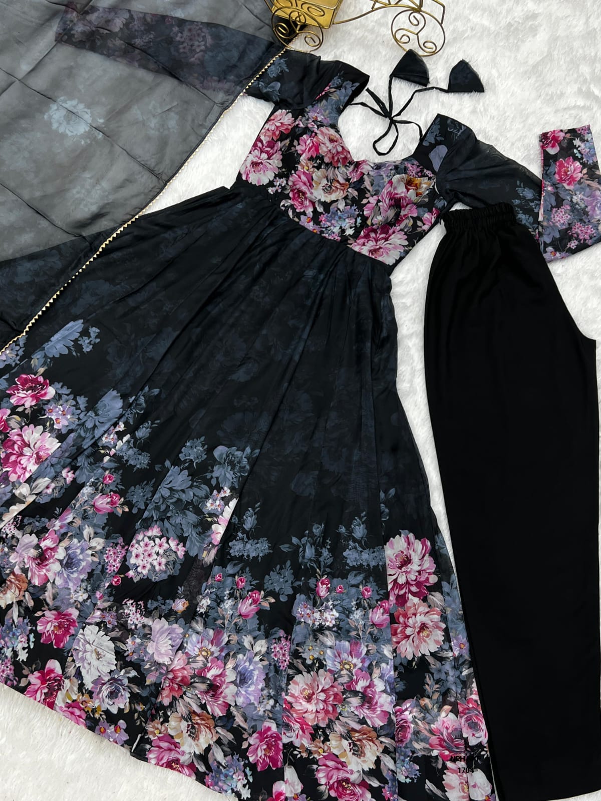 Black floral salwar - AP Collections