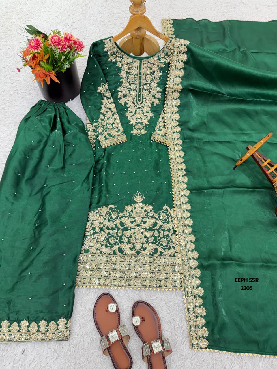Green Sharara set