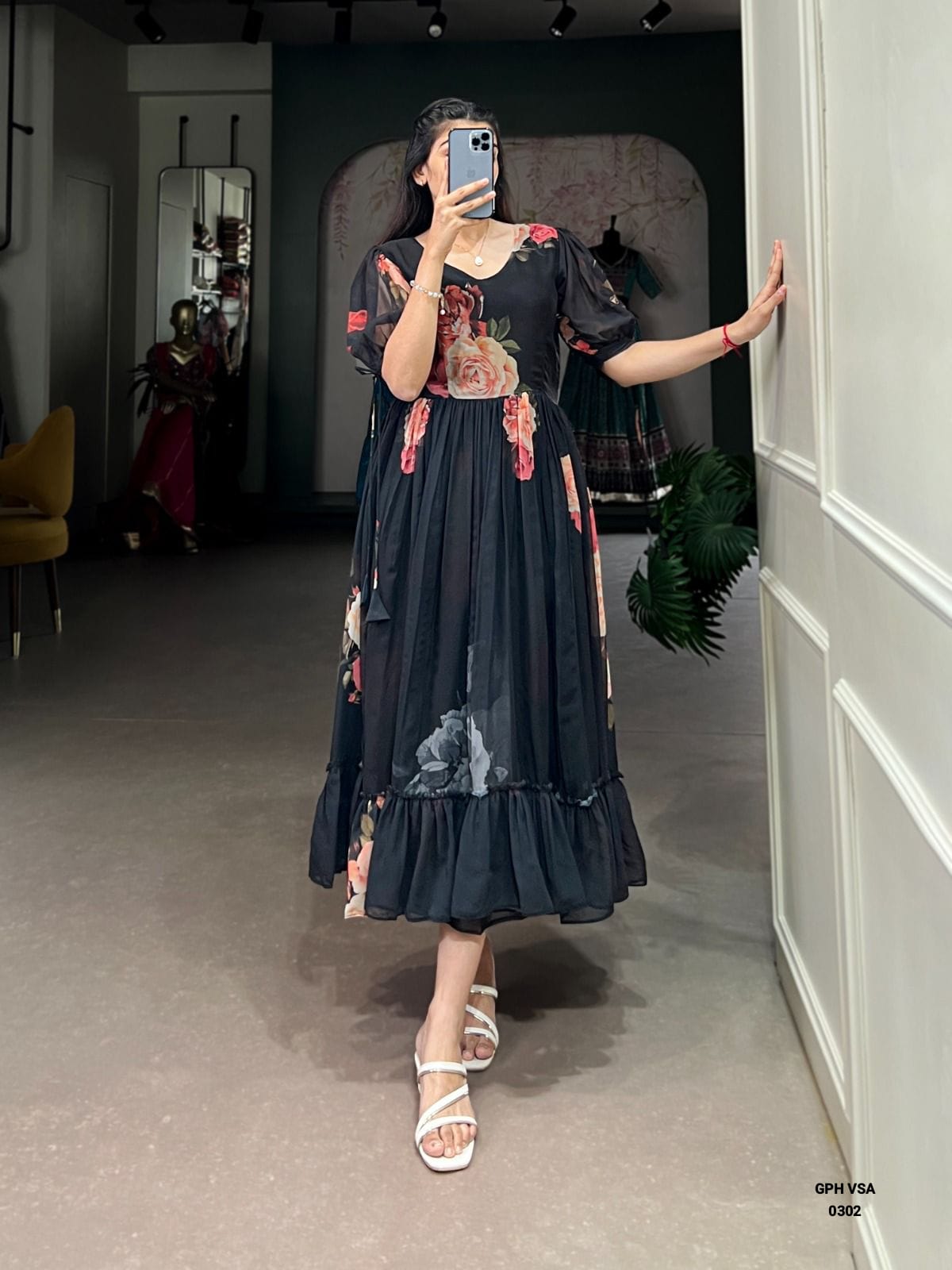 Divya Black Party Gown