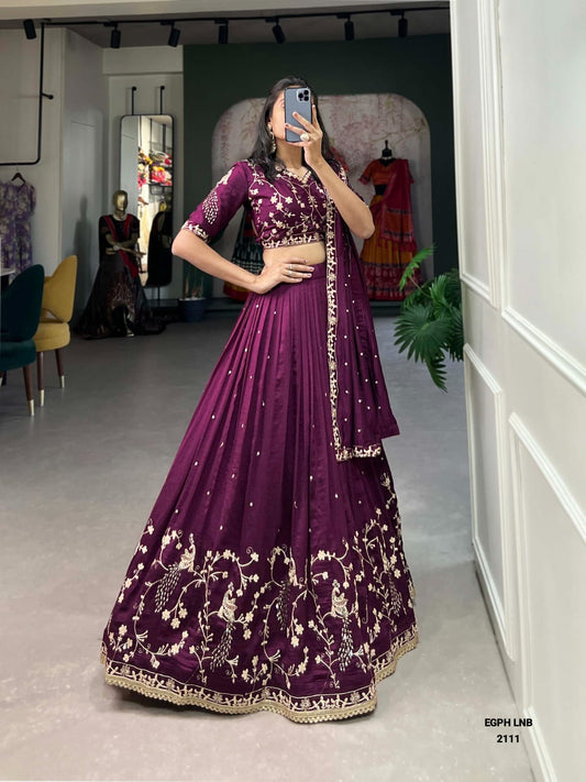 Dark Slate Gray Embroidery lehenga