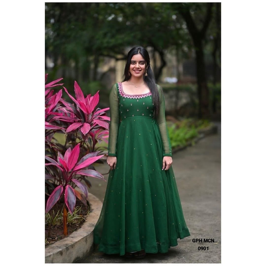 Anvi Green Party Gown