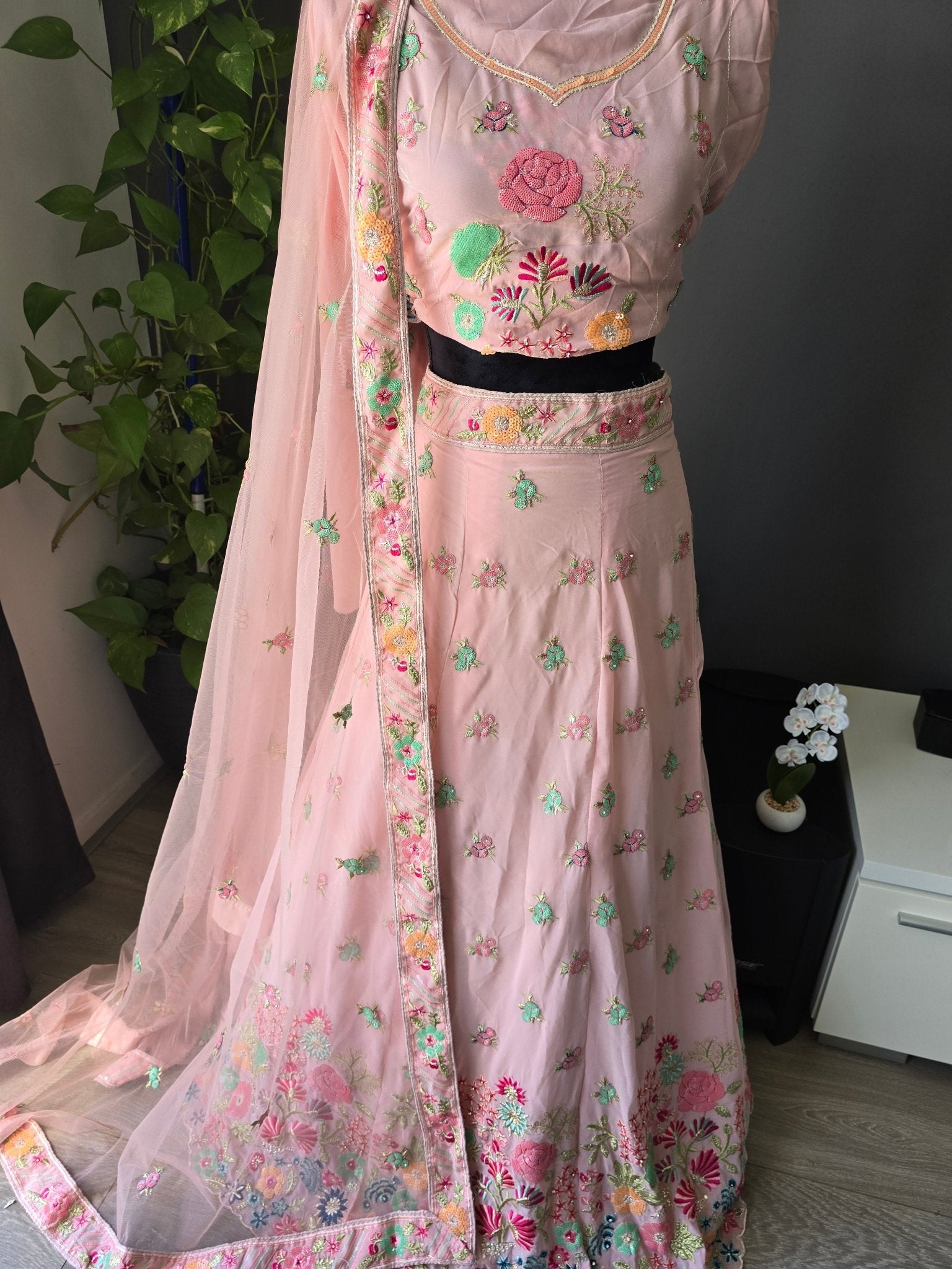 Dark Slate Gray Lehenga pink