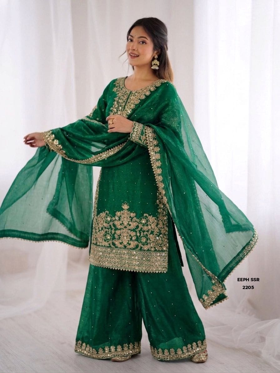 Green Sharara set