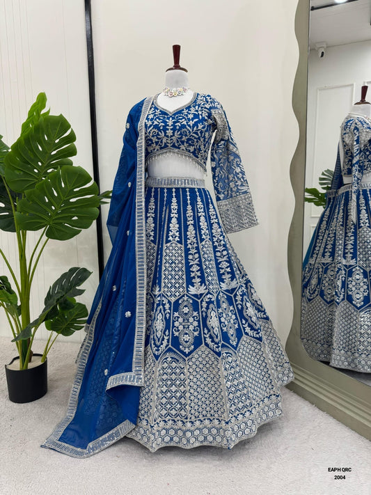 Blue silver Lehenga - AP Collections
