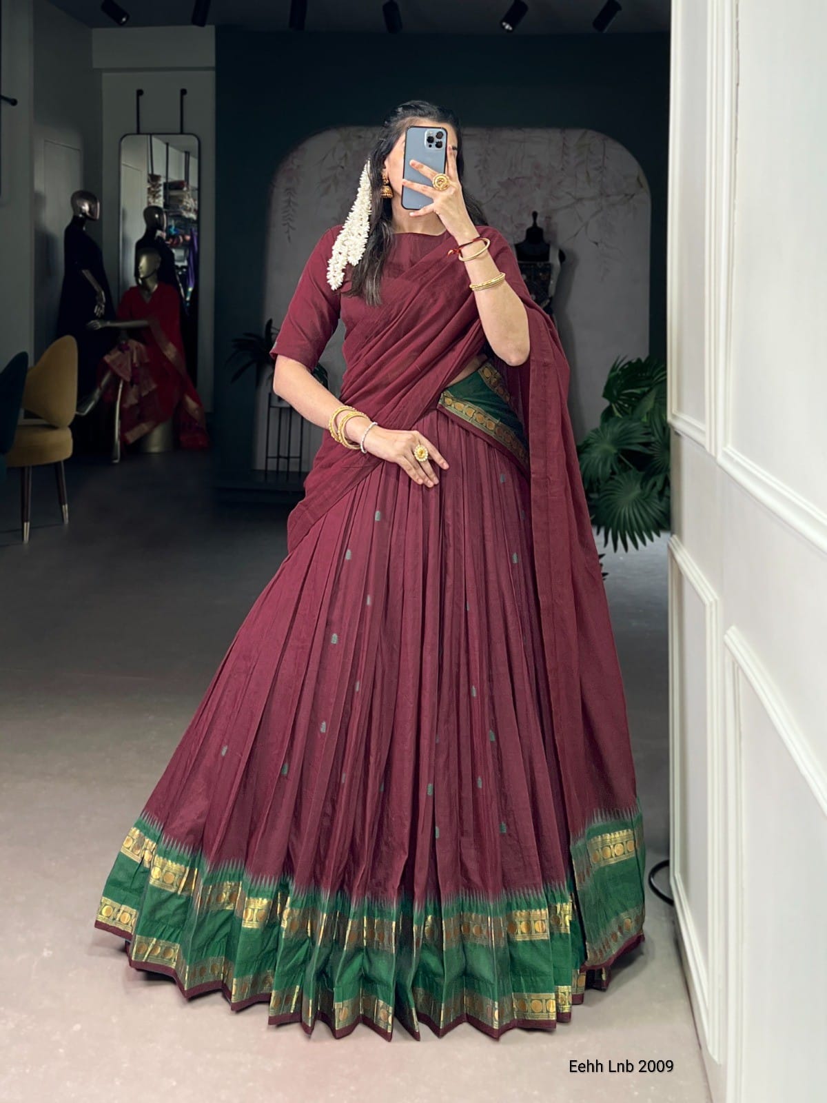 Chanderi half saree 01