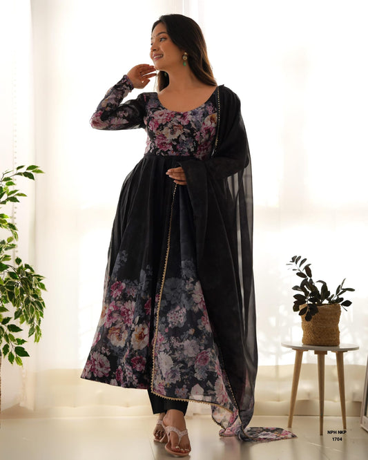 Black floral salwar - AP Collections