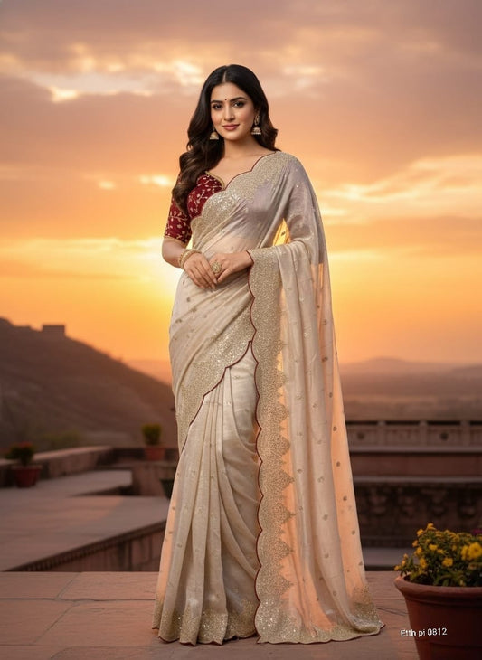 Saree With Stitched blouse