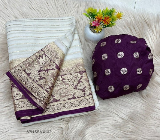 Gray Viscose Georgette Saree
