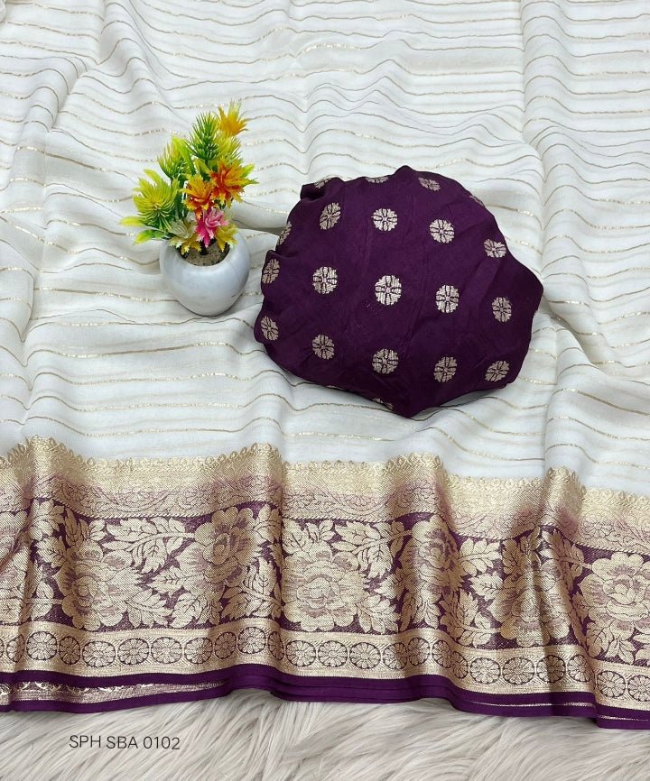Light Gray Viscose Georgette Saree